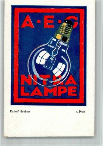 Werbung Nitra Lampe AEG Plakatwettbewerb sign. Rudolf Neubert Kunstgeschichte Berlin 1916 BOAKC