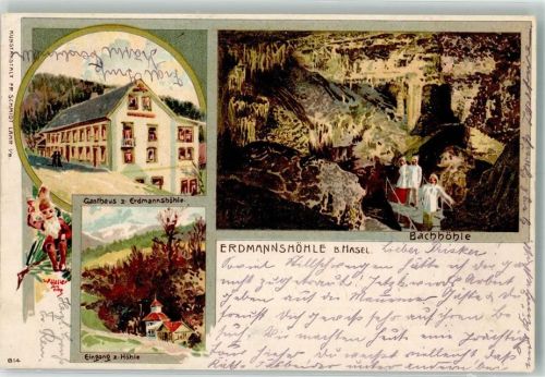 Hasel 1902 sign. Haller, W. Gasthaus zur Erdmannshöhle Bachhöhle Verlag Fr. Schmidt 814