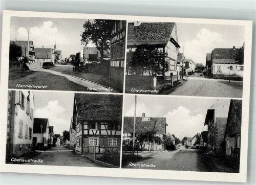 77963 W7635 Nonnenweier , Oberrhein - Hauptstraße Löwenstraße Oberaustraße Rheinstraße