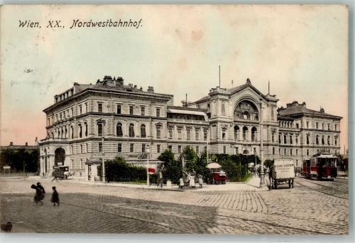 1200 Wien 20. Bezirk, Brigittenau 1909 - Nordwestbahnhof Straßenbahn Pferdestraßenbahn Eiswagen