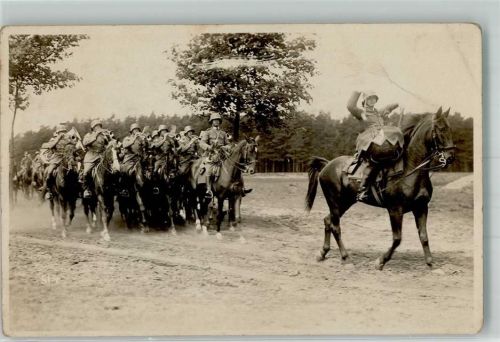 Munster 1929 Berittene Militärkapelle in Uniform rückt in Munster Lager ein Weimarer Republik Ort lt. Fotograf Schubert