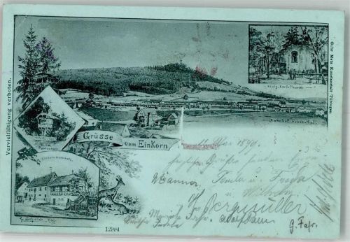 Einkorn 1899 Lithographie König Karl Turm Bahnhof Hessenthal