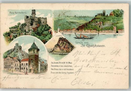 St. Goarshausen 1896 Burg Reichenberg Loreley