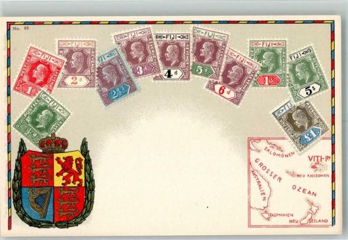 Fidschi Wappen Briefmarkenkarte