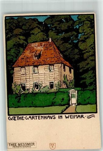 O5300 Weimar , Thür Goethe Gartenhaus Messmer Tee K.K.K. beschnitten Karlsruher Künstlerbund Gebrauchsspuren