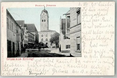 85435 W8058 Erding 1898 Foto AK Haager Strasse Adelskorrespondenz