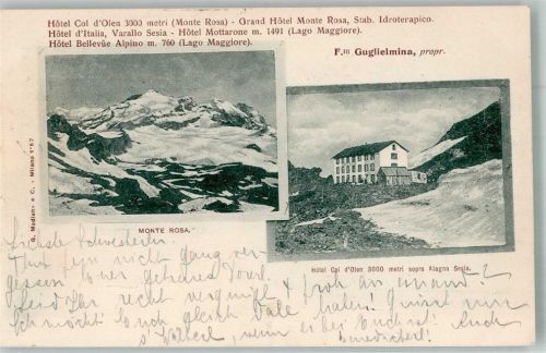 Varallo 1900 Hotel Monte Rosa Adelskorrespondens