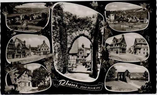 um 1962 Rhens am Rhein, 7 Ansichten, Marktplatz mit Rathaus, Königstuhl u.a.,Eckart Moll