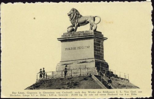 Waterloo um 1930 Löwendenkmal von J. L. Van Geel, gezackter Rand,A. Dohmen