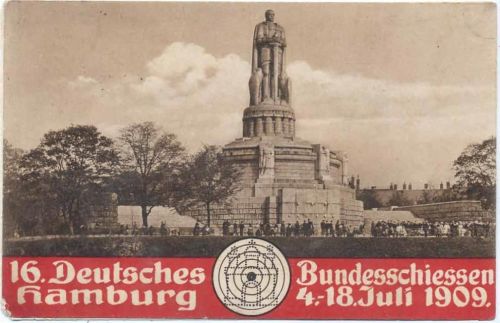 20095 W2000 Hamburg 1909 - Hamburg, Bismarckdenkmal, 16. Deutsches Bundesschießen Hamburg 4.-18. Juli 1909,Knackstädt & Näther
