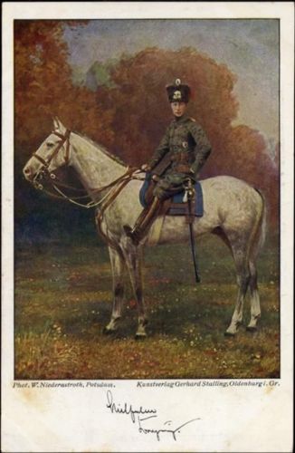 um 1914/18 Prinz Wilhelm auf einem Pferd, Uniform, Orden,Gerhard Stalling