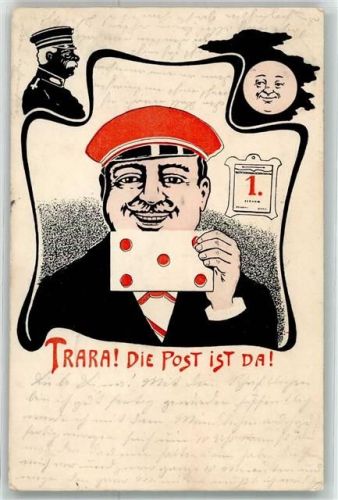 1904 Trara Die Post ist da Mond Bismarck Kalender