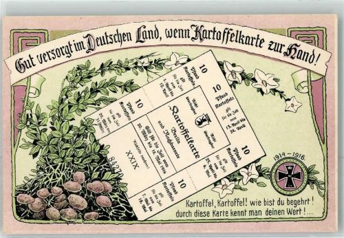 Kartoffelkarte 1914-1916 auf AK