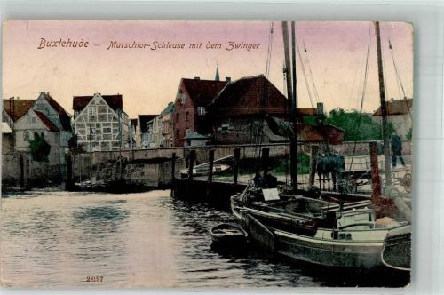 Buxtehude Marschtor-Schleuse Marschtorzwinger Frachtkahn