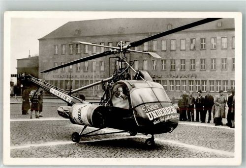 1954 fliegende Underberg-Flasche Hubschrauber Pilot Sepp Bauer