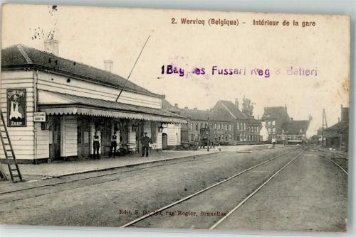 Wervicq 1915 Bahnhof Feldpost WK I XV. A.K. fussart.Reg. 8. Batterie