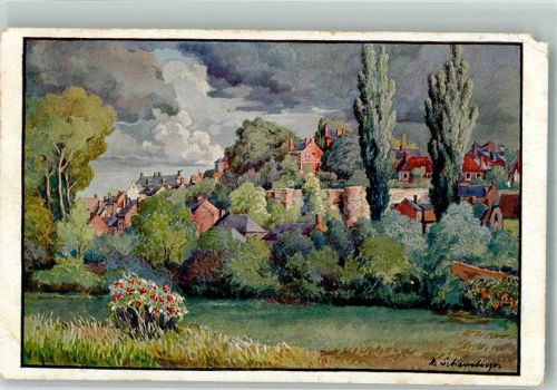 Roye 1915 Feldpost WK I 17.Res.Div. Lithographie