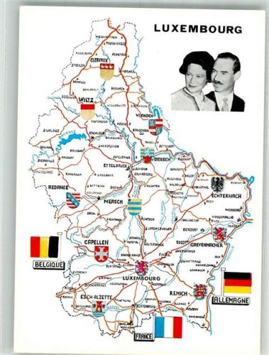 Luxembourg Bildnis König und Königin Landkarte