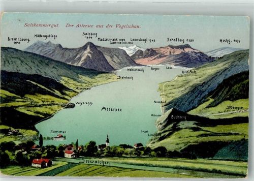 Attersee Vogelschau Attersee Photochromiekarte