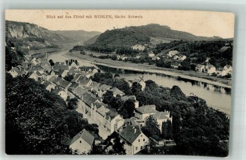 Wehlen Stadt 1914 Panorama des Ortes im Elbtal