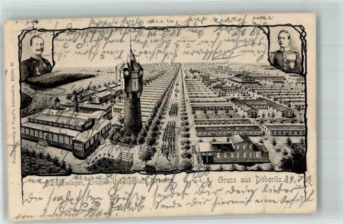 Döberitz 1903 Barackenlager Truppen Übungsplatz Turm Lager Soldaten Uniform Gruss