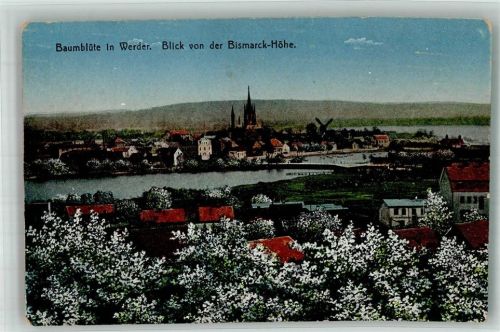 Werder Blick von Bismarck Höhe Baumblüte Kirche