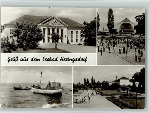 Seebad Heringsdorf Kulturhaus Konzertpavillon Fischerboot Ortsansicht 4-Bildaufnahme