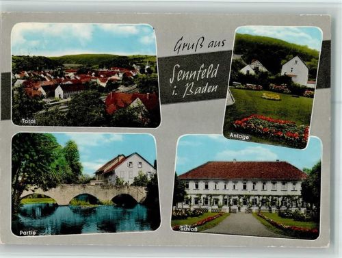 Sennfeld Ortsansicht Anlage Brücke Schloß 4-Bildaufnahme