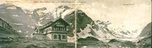 Hotel "Moserboden" im Kapruner Tal, Panorama mit Karlinger Gletscher und Wiesbachhorn