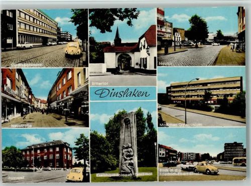 Dinslaken Stadtsparkasse Rittertor Neutor Neustrasse Mädchen-Gymnasium Postamt Kreishausanlagen-Denkmal Blick in die Friedrich-Ebert-Strasse