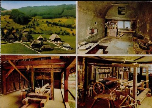 Gutach Schwarzwälder Freilichtmuseum Vogtsbauernhof Gesamtansicht Klopfsäge Spinnstube