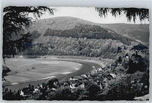 Neckarsteinach Fluss Schiff Berg Baum Haus