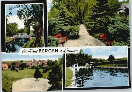 Bergen Schwimmbad Sprungbrett Fluss Brücke Panorama Bank