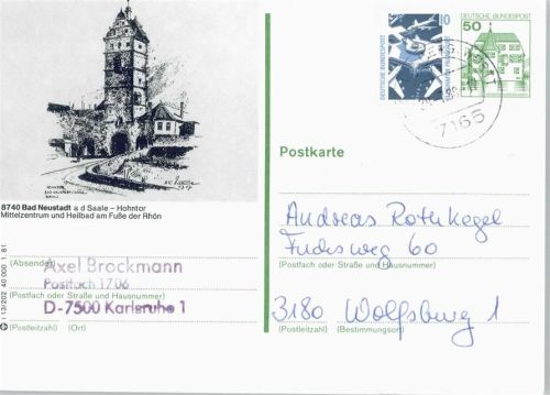 Bad Neustadt Ganzsache 13/202-1.81 , Hohntor