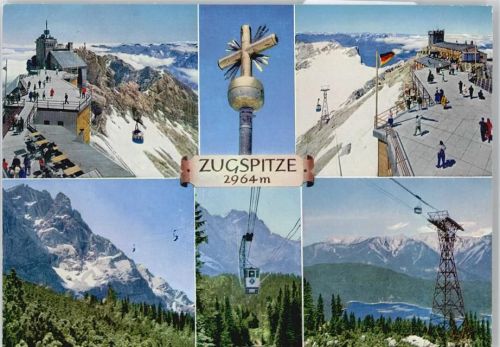 Grainau Berg Schnee Flagge Schwebebahn Fußgänger