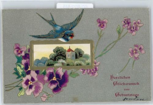 Schwalbe , lila Veilchen , Prägedruck