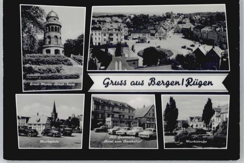 Bergen Ernst-Moritz-Arndt-Turm, Marktplatz, HO-gaststätte Hotel zum Ratskeller, Marktstraße
