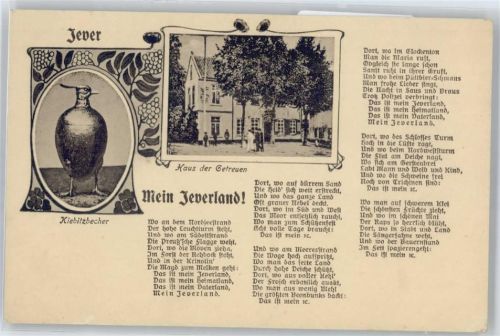 Jever Kiebitzbecher, Haus der Getreuen, Lied Mein Jeverland