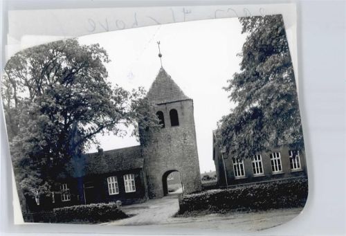 Ihrhove Foto mit Negativ, Kirchturm, Alte Schule