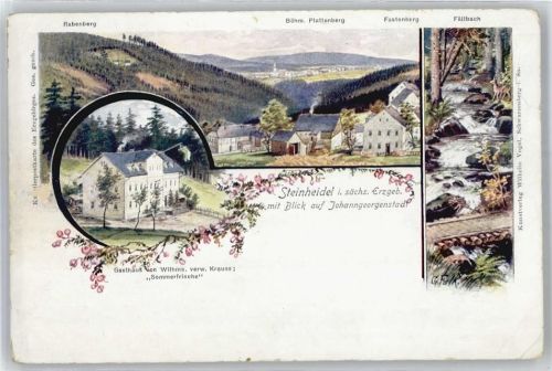 Steinheidel Gasthaus von Wilhme, Rabenberg, Böhm. Plattenberg, Fastenberg, Fällbach