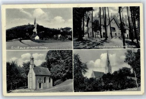 St. Kastl Alpenvereinshaus von Josef Müller, Kirche, Wallfahrtskapelle, Landpoststempel