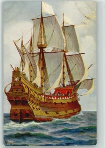 Nr. 151 Holländisches Kriegsschiff 1670 Segelschiff Künstler sign Rave