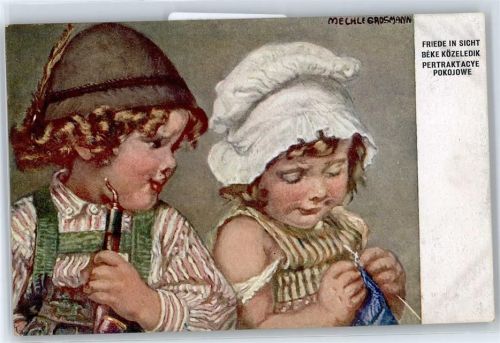 Grosmann, Mechle , Mädchen mit Pfeife , stricken