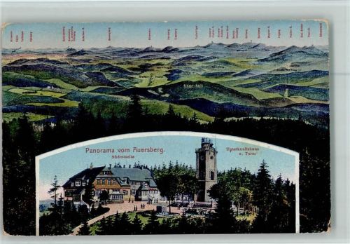 Wildenthal Panorama vom Auersberg Südostseite Unterkunftshaus und Turm