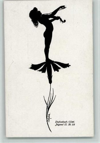 Schattenbild Göttliche Jugend 2 Blatt 33 Mädchen Bratsche Blume Diefenbach, K. W. 1920