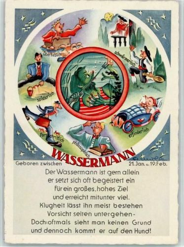 Verlag Lengauer Nr. 1280 - Wassermann Sternzeichen Künstlerkarte