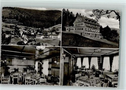Enzklösterle Gesamtansicht Kur- und Erholungsheim Waldfrieden Innenaufnahme Gastraum 4-Bildaufnahme