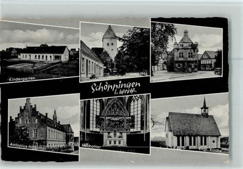 Schöppingen Kindergarten Antonius-Hospital Kirche Innenaufnahme Hochaltar Rathaus Evangel. Kirche beschädigt