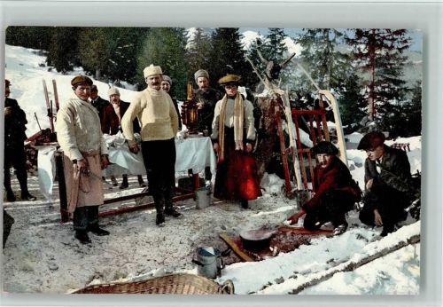Wintersport - Sport d`hiver - Picknick - schöne Aufnahme Wintersport 1918