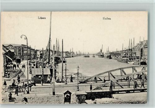 Libau 1916 Hafenpartie , Brücke, AK